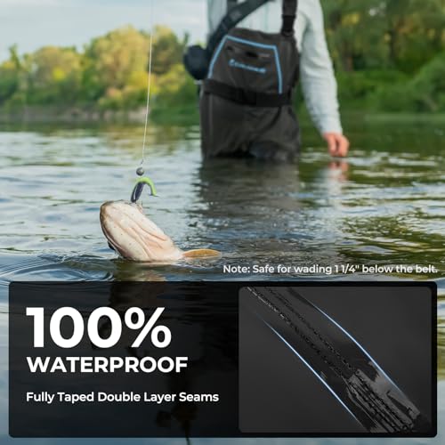 Calamus WaveWalker Fishing Waders for Men & Women, 100% Waterproof PVC Waders with Slip-Resistant Boots, Tear-Resistant Nylon - color: Black, size: 12