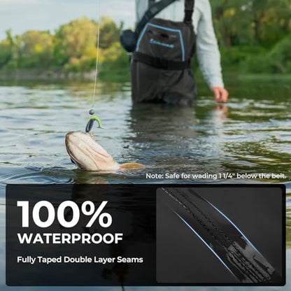 Calamus WaveWalker Fishing Waders for Men & Women, 100% Waterproof PVC Waders with Slip-Resistant Boots, Tear-Resistant Nylon - color: Black, size: 13