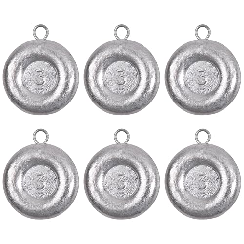 Disc Sinkers Fishing Weights Coin Sinkers Saltwater Surf Fishing Weights for Bottom Drifting Trolling Catfishing Tackle 1oz 2oz 3oz 4oz 5oz 6oz 8oz - style: 3oz-6pcs