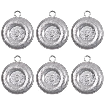 Disc Sinkers Fishing Weights Coin Sinkers Saltwater Surf Fishing Weights for Bottom Drifting Trolling Catfishing Tackle 1oz 2oz 3oz 4oz 5oz 6oz 8oz - style: 3oz-6pcs