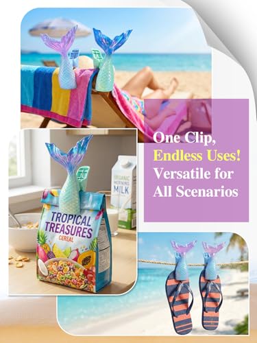 Beach Towel Clips, 4 Pack Dreamy Gradient Mermaid Tail Towel Clips for Beach Chairs, Windproof Beach Chair Clips for Beach, Cruise, Pool, Patio - style: Mermaid Tail