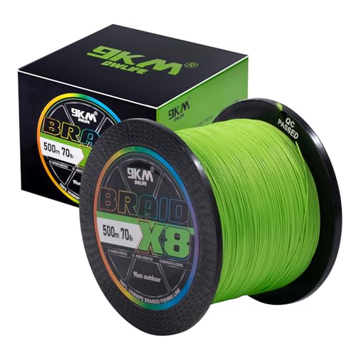 9KM DWLIFE Braided Fishing Line 8LB-120LB Dyneema Fishing Line, Zero Stretch & Anti-Bite Coating for Freshwater/Saltwater Fishing 4/8 Strands - color: Green, size: 150m（164Yards)-8lb(8 Strands)