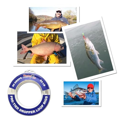 MASTERPRO Pre-Tied Dropper Loop Rigs, Fishing Line Spool 10LB 15LB 20LB 30LB 40LB 50LB 60LB 80LB 100LB, Suitable for Saltwater Freshwater Fishing - size: big bobbin-40LB