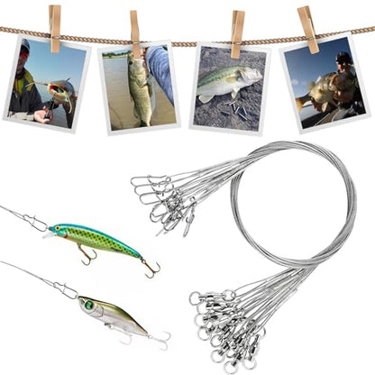 AMYSPORTS Stainless Steel Fishing Leader Saltwater Stainless Rigs Fishing Leader Lure Heavy Wire Fishing Leaders Steel White Nickel - size: #1 (9.8in-50lb) 20pcs