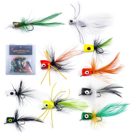 Goture Fly Fishing Poppers Lures, Topwater Popper Flies Bugs Lure, Fly Fish Poppers Fishing Lures Kit, Dry Flies for Panfish Bluegill Crappie Sunfish Bass Trout Salmon - color: A1:16pcs Popper Flies