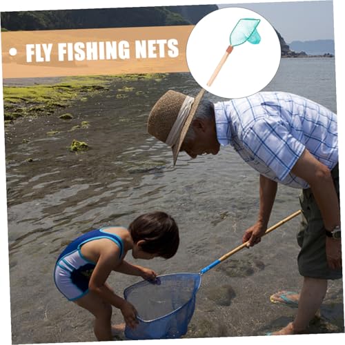KALLORY Portable Fishing Net with Wooden Handle, 30cm Large Mesh Landing Net for Outdoor Fish Catching and Fishing Accessories
