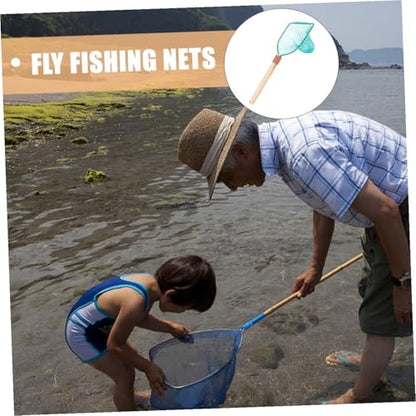KALLORY Portable Fishing Net with Wooden Handle, 30cm Large Mesh Landing Net for Outdoor Fish Catching and Fishing Accessories