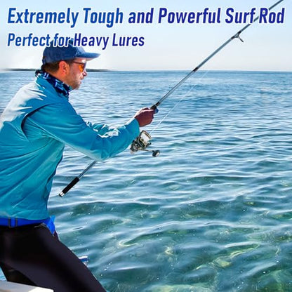 Dr.Fish Spinning Fishing Rod for Surf Fishing, Hard Power, Extra Fast, 3 Section Carbon Fiber Stainless Steel Guide EVA Grip Surf Casting Saltwater Fishing Pole Beach Trolling - size: 9.8FT-2 Sections