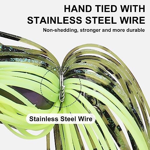 TRUSCEND Jigs Fishing Lures with Ultra Smooth Teflon Hook, Tour Grade Titanium Weed Guard Swim Jigs, Valuable Weedless Skirted Jig, Well-Made Lures for Crappie Bass Trout, Freshwater Fishing Gear - color: B-1/4oz