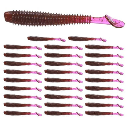 Soft Fishing Lures - Paddle Tail Swim Bait for Bass, Trout in Saltwater & Freshwater - Rigged with Hooks - Durable ABS Plastic - color: Purple Red, size: 2.56"