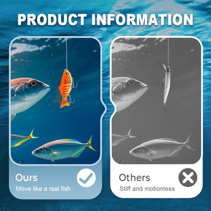 2026 Upgrade 3D Swimming Bait for Freshwater & Saltwater, Fishing Gear Attracts Fishing Lures Walleye Trout Bass, Fishing Lures for Beginners,Robotic Fishing Lure, Amateurs and Professionals - color: 5-pack-B