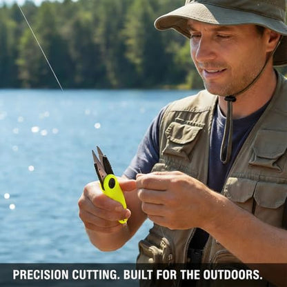 Fishing Scissors, Folding Micro Scissors for Braided Fishing Line Stainless Steel Fishing Line Cutter with Non-Slip Rubber Handle(Yellow)