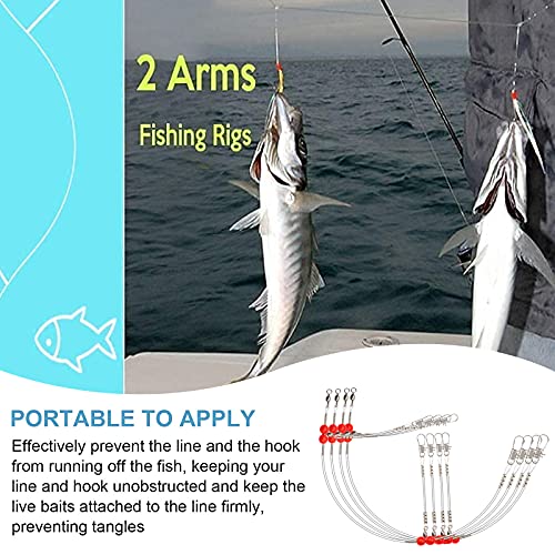 YOTO Fishing Leaders,Saltwater Tackle Rig with Swivels Snap, High-Strength Fishing Wire Gear Equipment for Lures Bait Or Hooks,1Arm and 2Arm - color: White Nylon Leaders, style: 2arm，12pack