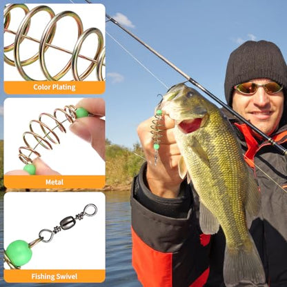 BESPORTBLE 24Pcs Fishing Bait Traps Cage Feeder Basket Holder: Carp Bait Cage Carbon Steel Spring Method Feeder Basket with Luminous Beads Carp Rig, Catfish Chicken Liver and Night Fishing Gear