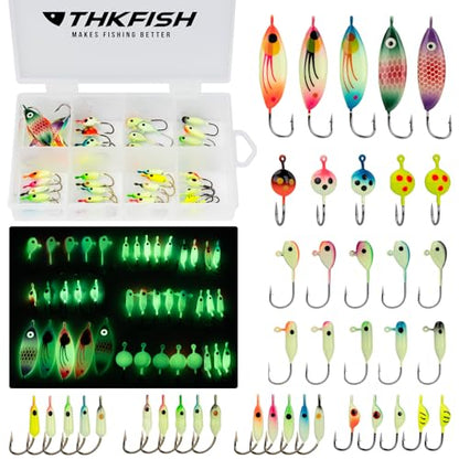 THKFISH Ice Fishing Lures Ice Fishing Jigs Ice Fishing Gear Hard Fishing Lures and Jigs Walleye Ice Fishing Kit Crappie Panfish Pike Jigs,14/26/40PCS - color: B-40PCS