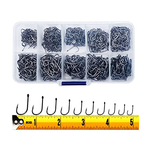300PCS Small High-Carbon Steel Barbed Fishing Hooks,Hole,10 Sizes | Small High-Carbon Steel Barbed Fishing Hooks with Holes, 10 Specifications of Fishing Hooks, Portable Boxed Hooks