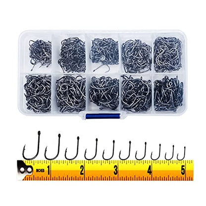300PCS Small High-Carbon Steel Barbed Fishing Hooks,Hole,10 Sizes | Small High-Carbon Steel Barbed Fishing Hooks with Holes, 10 Specifications of Fishing Hooks, Portable Boxed Hooks