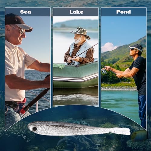 VioraWhite 100 Pcs Plastic Soft Fishing Lure Fishing Baits Paddle Tail Lifelike Swim Baits Tackle Soft Plastic Swimbaits for Saltwater and Freshwater Bass Crappie Trout Walleye Lures