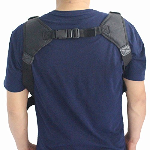 Universal radio harness chest Rig Bag Pocket Pack Holster Vest for Two Way Radio (Rescue Essentials) (Leather Black) - color: Leather Black
