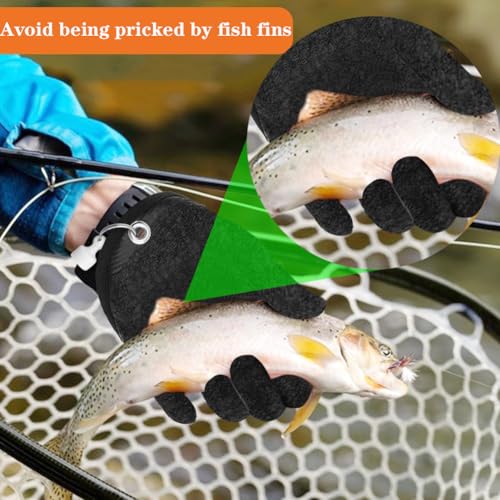 Fishing Gloves with Magnet Release, Fishing Lanyard, Puncture Resistant Fish Gloves for Handling, Taking Off Fish, Waterproof Fishing Accessories for Women Men