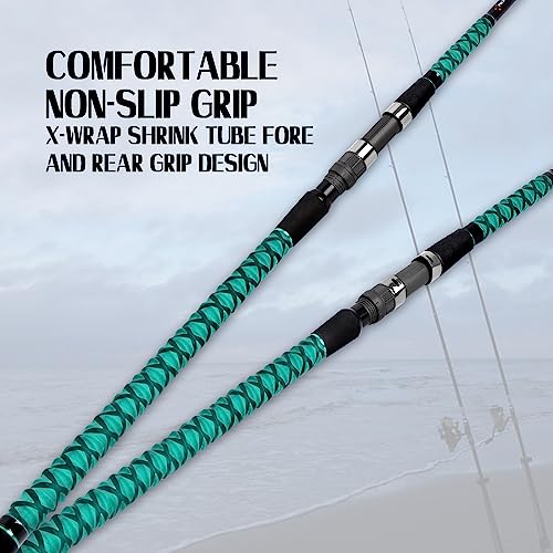 Fiblink Surf Fishing Rod Portable Travel Surf Spinning Rod 2 Piece/3 Piece/4 Piece Carbon Fiber Saltwater Fishing Rod 9'/10'/12'/13'/15' - style: 12'-spinning-2pc