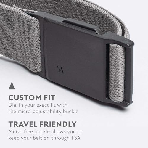 Arcade Belts Mens Explore Belt, Stretch Webbing for Max Comfort & Custom Fit, Metal-Free Buckle, Machine Washable Travel Belt - color: Charcoal