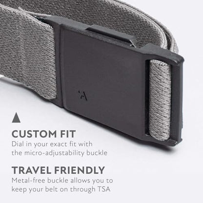Arcade Belts Mens Explore Belt, Stretch Webbing for Max Comfort & Custom Fit, Metal-Free Buckle, Machine Washable Travel Belt - color: Charcoal
