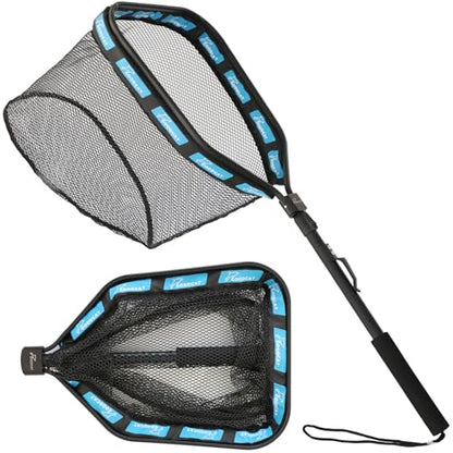 GOODCAT Floating Fishing Net with Magnetic Release, Foldable Landing Net for Kayak Boat Shore Fishing - color: B: Square-Extend Length:32.5"