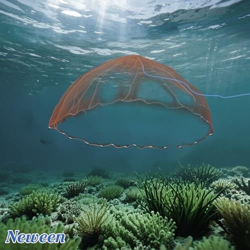 Neween Cast Net, American Saltwater Cast Nets for Fishing, 3ft-10ft Radius Casting Net for Bait Fish, 3/8 Inch Professional Grade Monofilament Throw Nets for Fishing Bait with Heavy Duty Sinker - size: 4 ft Radius, style: Tire Lines Cast Net