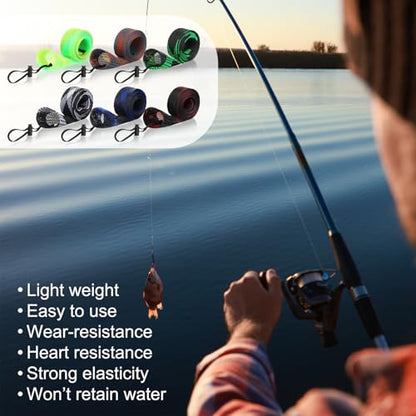 12 Pcs Fishing Rod Sleeves and Lure Wraps for Rods Poles,Grey - color: Grey