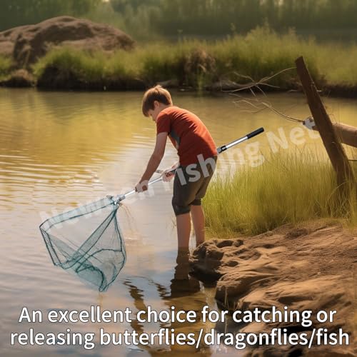 Neween Fishing Net, Foldable Collapsible Telescopic Fish Landing Net, Durable Nylon Material Mesh Landing Net for Easy Catching or Releasing for Trout - style: 51" Full Extended (Telescopic Pole)