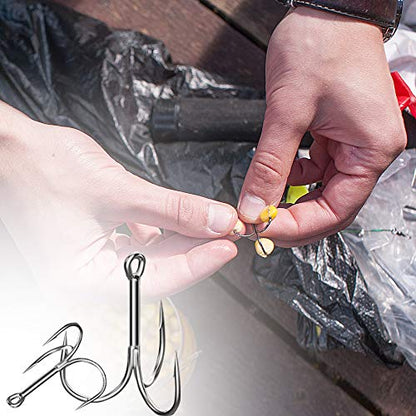 Drasry Fishing Treble Hooks Set for Saltwater Freshwater Size 1/0 to 16 High Carbon Steel Different Fish Hook 50pcs/Box - color: Silver, size: #6 to #1/0 Large