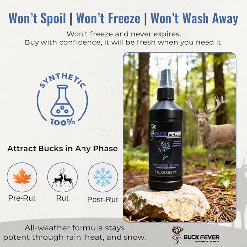 Buck Fever Forehead Gland – Syntheticly Formulated Buck Lure & Deer Attractant (not just Limited to Whitetail Deer) for Mock Scrapes, Licking Branches - Year-Round Hunting Scents - size: 8 oz