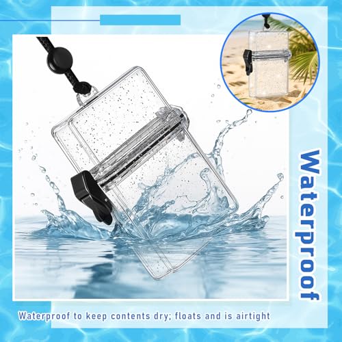 Outus 3 Pcs Waterproof ID Badge Holder Case with Waterproof Buckle 4.72 x 3.74 x 1.46 Inches Floating Sport Case Locker with Adjustable Hanging Rope Plastic Card Dry Box(Clear, Classic) - color: Clear, size: 4.72 x 3.74 x 1.46 Inch, style: Classic
