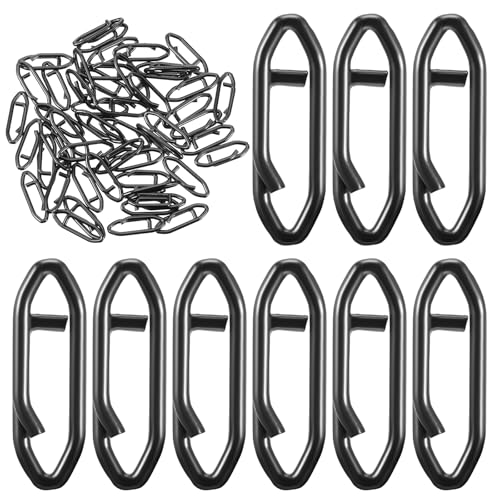 50 Pack Speed Clips for Fishing Lures, 25LB High Strength Fishing Speed Clips 304 Stainless Steel Quick Clip Lure Connectors for Freshwater and Saltwater Crankbait Tackle Snaps Power Snap Clip