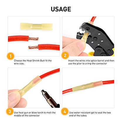 Nilight 200PCS Heat Shrink Butt Connectors – Waterproof Wire Connectors - Automotive Marine Grade Electrical Terminals – Crimp Butt Splice Terminal Kit - color: 200PCS Heat Shrink Butt Connectors