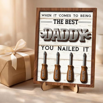 Personalized Dad Mechanic Wooden Plaque, Best Dad Ever Sign Wood Frame, When It Comes to Being the Best Daddy, Fathers Day for Papa, Grandpa, Husband from Son, Daughter, Mechanic Sign Gifts for Men - color: 1. Dad-10