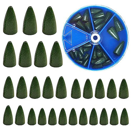 Bullet Fishing Weights Sinkers, 29/83pcs Worm Weights Fishing Sinkers Assortment Slip Sinker Weights for Bass Fishing Carolina Rig Texas Rig Saltwater Freshwater - style: 29pcs-green Pumpkin