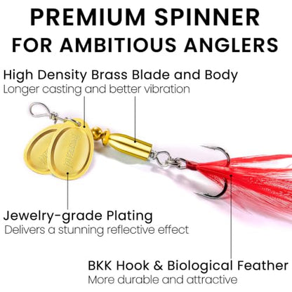 TRUSCEND Vibespinner Easy Catch Fishing Lures with BKK Hooks, Tail Spinner Baits with 4 Actions, Vibrating Swimming Flashing & Jigging for More Bites, Spoon Lures for Bass Trout Crappie Walleye Pike - color: B-5/32oz-1.7"