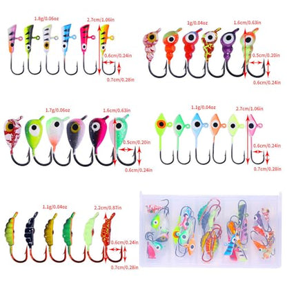 Ice Fishing Jigs Kit Essential Ice Fishing Lures for Beginners to Hook Big Fish and Reel in The Fun! - color: A30Pcs