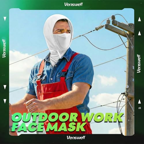 3 in 1 Summer Cooling Balaclava Hood Face Mask with Ear Loops Men Women Sun UV Protection Breathable Full Head Cover - color: White