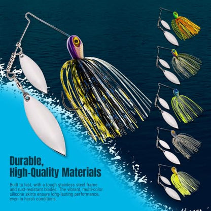 Reaction Tackle Spinner Bait, Compact Profile Fishing Lure with Flash and Vibration for Bass, Trout, Pike, Salmon and Walleye (3-Pack) - color: Hot Tiger, size: 3/8 Oz