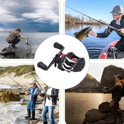LK201 Low Profile Baitcasting Reel - 7.2:1 Gear Ratio, 8 kg Brake Force, 17+1 Bearings, Right-Handed Baitcaster for Freshwater & Saltwater Fishing