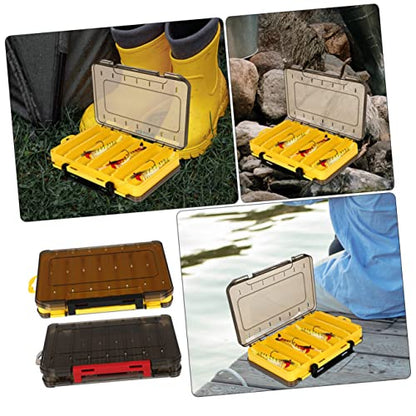 KICHOUSE 2Pcs Fishing Lure Container Double Sided Drain Bait Storage Case Portable Fishing Tackle Organizer High Grade Material Translucent Lid for Easy Identification
