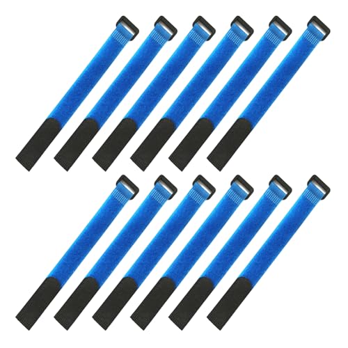 12Pcs Tie Belts Suspenders Fastener Cable Fishing Rod Holder Strap Fishing Accessory Wrap Band Holder High Strength - color: Blue