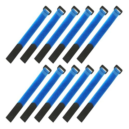 12Pcs Tie Belts Suspenders Fastener Cable Fishing Rod Holder Strap Fishing Accessory Wrap Band Holder High Strength - color: Blue