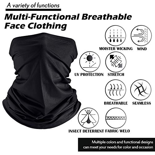 Geyoga Neck Gaiter Bandana Face Mask Summer UV Protection Cooling Breathable Face Mask Neck Scarf Balaclava for Men Women - color: Black, Gray, White