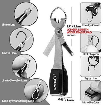 SAMSFX Fishing Knot Tying Tool, Multifunctional Fly Fshing Nippers, Quickly Tie Fishing Knots for Hooks, Lures and Flies, Fishing Clippers with Retractor - color: Silvery Knot Tool, style: Oval Retractor
