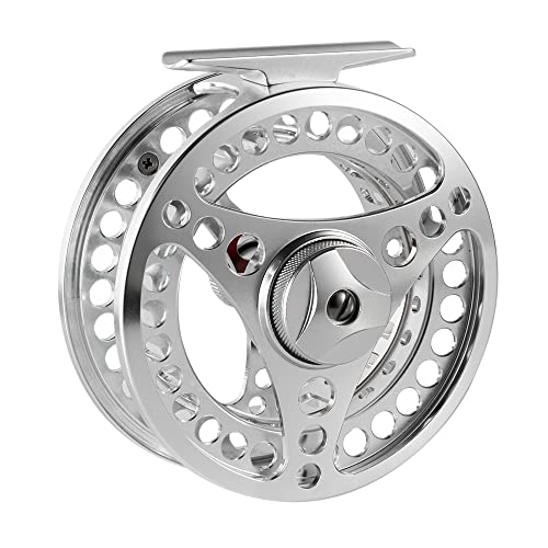 EX-ALC Fly Reel 3/4 5/6 7/8 9/10WT CNC Machined Large Arbor Aluminum Fly Fishing Reels Silver/Gunsmoke Fly Reels - color: Silver, size: 5/6WT Fly Reel