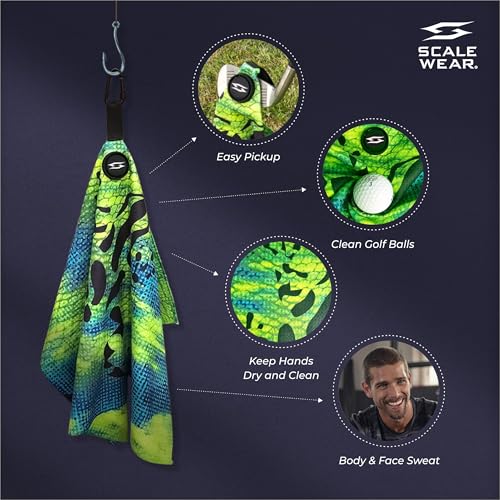 Rippit Magnetic Waffle Golf Towel – Large 16"x24" Microfiber Golf Club Ball Magnet Clip to Hang on Bag Cart Strong Premium Strength Ultra Absorbent Gear Men Gift (Rippit Yellow Blue Haze) - color: Rippit Yellow Blue Haze